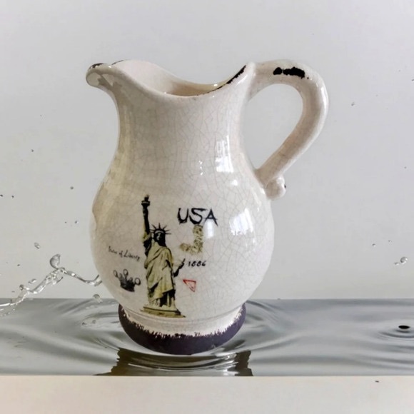 Vintage Deco Ceramic Vase Black Brown White